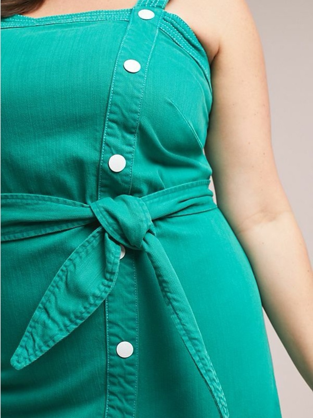 Anthropologie Maeve Elizabeth Button Front Midi Dress Green Belted US 14 - Picture 6 of 13
